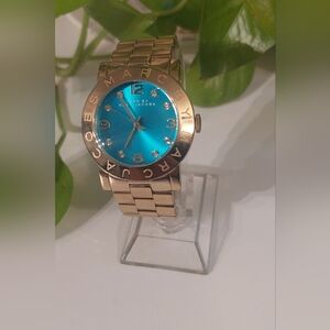 Marc Jacobs Turquoise Dial Gold Bracelet Watch